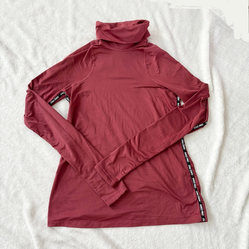 Nike Pro Tee Women's Medium Pink/Black Long Sleeve Turtleneck